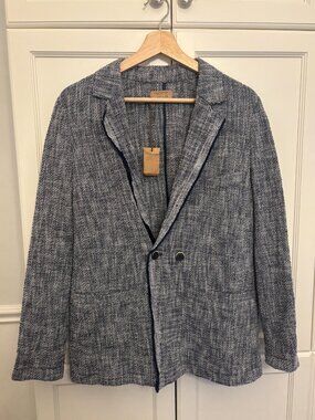 Falconeri NWT Italian Cotton Tweed Double Breasted Blazer L